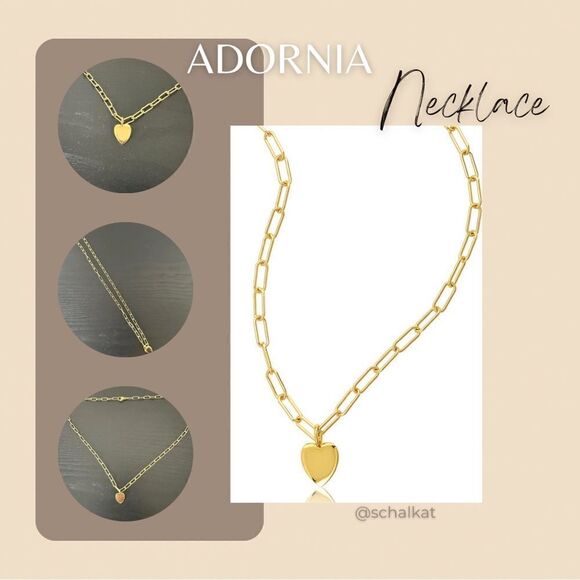 💼❤️Beautiful and Sweet Paperclip Chain with Heart Necklace Gold Plated - Picture 1 of 6